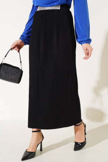 Fitilli Kalem Etek Siyah - Uzun Etek