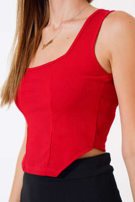 Fitilli Kaşkorse Crop Bordo - Kadın Giyim Modelleri