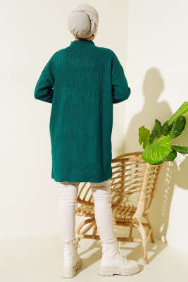 Fitilli Kol Düğme Detaylı Triko Tunik Nefti - Triko Tunik