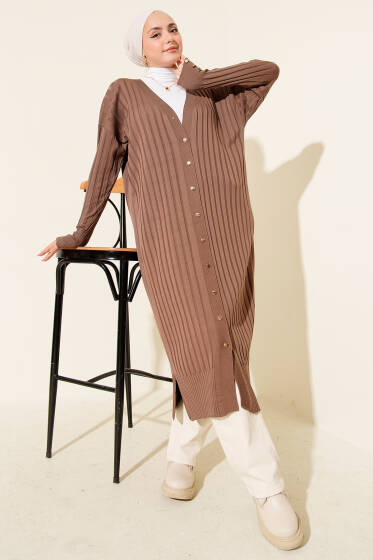 Fitilli Merserize Hırka Vizon - Hırka