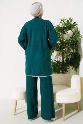 Fitilli Midye Dikiş Triko İkili Takım Nefti - Triko İkili Takım