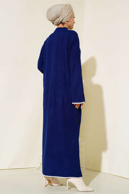 Fitilli Nakış Detaylı Triko Elbise Lacivert - Thumbnail