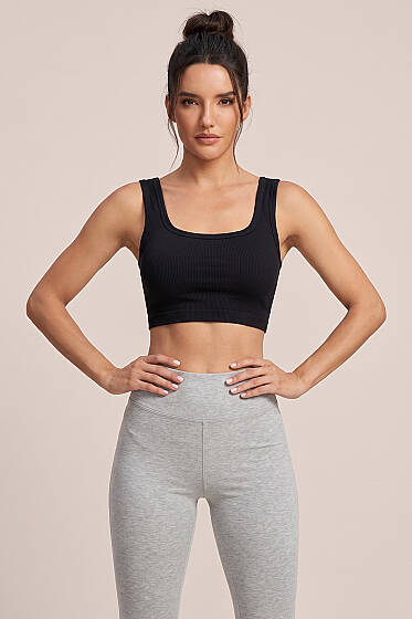 Fitilli U Kesim Büstiyer Siyah - Sporcu Sütyeni 