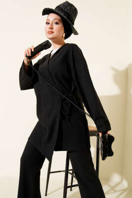 Fitilli Yandan İp Bağcıklı Kaşe İkili Takım Antrasit - İkili Takım