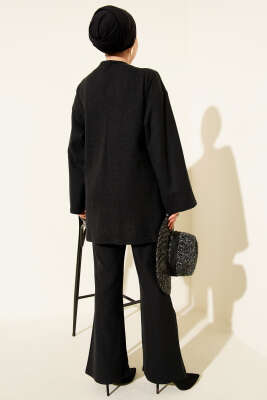 Fitilli Yandan İp Bağcıklı Kaşe İkili Takım Antrasit - İkili Takım