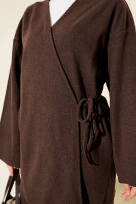 Fitilli Yandan İp Bağcıklı Kaşe İkili Takım Kahve - İkili Takım