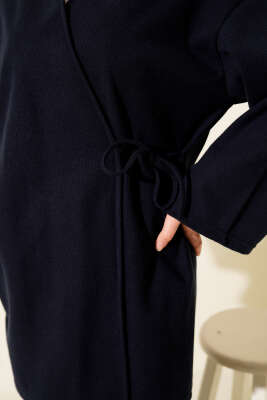 Fitilli Yandan İp Bağcıklı Kaşe İkili Takım Lacivert - İkili Takım