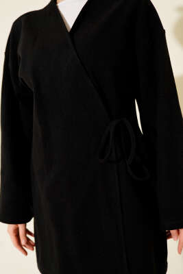 Fitilli Yandan İp Bağcıklı Kaşe İkili Takım Siyah - İkili Takım