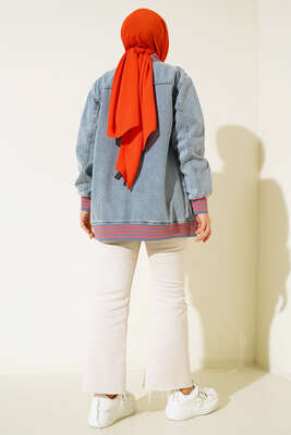 Athletic Yazı nakışlı Kot Ceket Kot Mavisi - Ceket