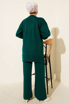 Fiyonk Desenli İncili Triko İkili Takım Zümrüt - İkili Takım