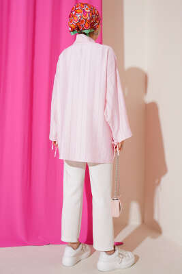 Fiyonk Detaylı Düğmeli Kimono Pembe - Dış Giyim&Mont