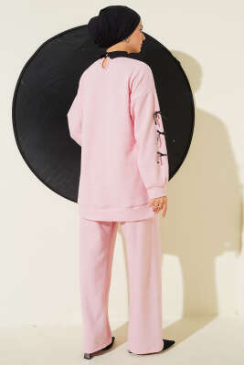 Fiyonk Detaylı Kaşe İkili Takım Pembe - İkili Takım