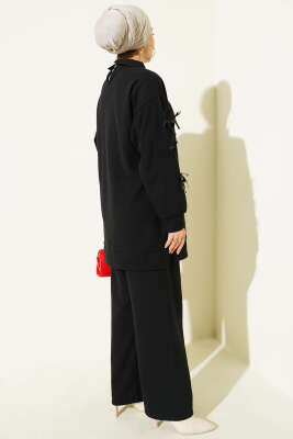 Fiyonk Detaylı Kaşe İkili Takım Siyah - İkili Takım