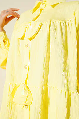 Fiyonk Detaylı Oversize Gömlek Sarı - 500-700 TL Ürünler