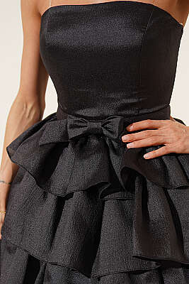 Fiyonk Detaylı Simli Abiye Elbise Siyah - Kadın Giyim Modelleri