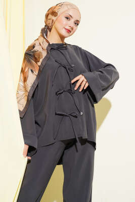 Fiyonk Detaylı Tensel İkili Takım Füme - İkili Takım