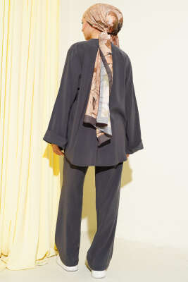 Fiyonk Detaylı Tensel İkili Takım Füme - İkili Takım