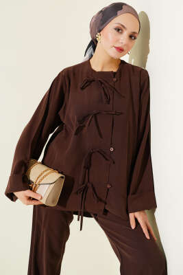 Fiyonk Detaylı Tensel İkili Takım Kahve - İkili Takım