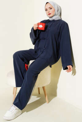 Fiyonk Detaylı Tensel İkili Takım Lacivert - İkili Takım