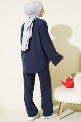 Fiyonk Detaylı Tensel İkili Takım Lacivert - İkili Takım