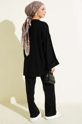Fiyonk Detaylı Tensel İkili Takım Siyah - İkili Takım