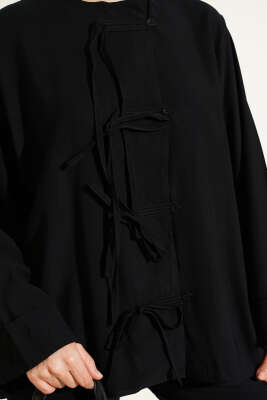 Fiyonk Detaylı Tensel İkili Takım Siyah - İkili Takım