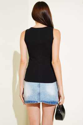 Fiyonk İşlemeli Fitilli Body Siyah - Yılın Fırsatı