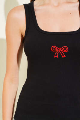 Fiyonk İşlemeli Fitilli Body Siyah - Yılın Fırsatı