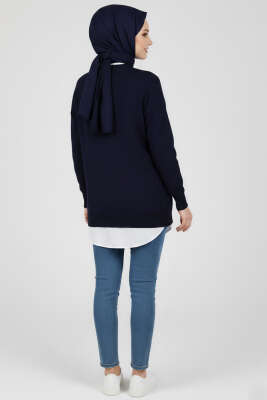 Fiyonk İşlemeli Triko Kazak Lacivert - Yılın Fırsatı