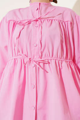 Fiyonklu Büzgülü Gömlek Pembe - 500-700 TL Ürünler