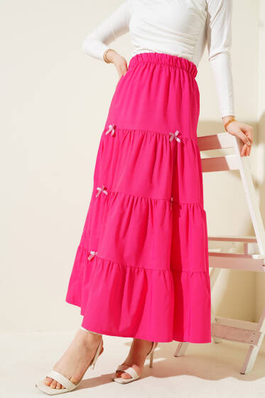 Fiyonklu Çingene Etek Fuşya - Etek