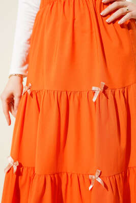 Fiyonklu Çingene Etek Oranj - Uzun Etek