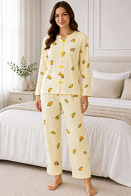 Fiyonklu Desenli Pijama Takımı Asorti 8 - HEPYEK BASIC