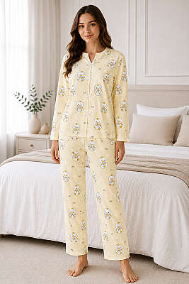 Fiyonklu Desenli Pijama Takımı Asorti 9 