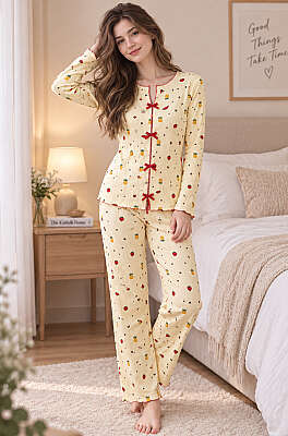 Fiyonklu Karışık Desenli Pijama Takımı Asorti 11 - HEPYEK BASIC