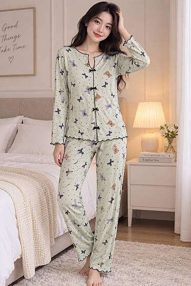 Fiyonklu Karışık Desenli Pijama Takımı Asorti 14 - Pijama