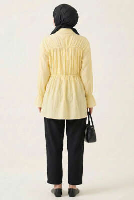 Fiyonklu Lastikli Gömlek Sarı - Gömlek