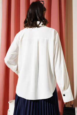 Fiyonklu Şifon Gömlek Beyaz - 300-500 TL Ürünler