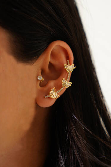 Fiyonklu Tragus Kıkırdak Küpe Gold - Küpe