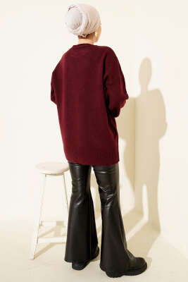 Fiyonklu Yumoş Triko Tunik Bordo - Tunik