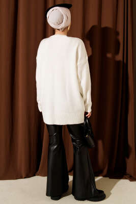 Fiyonklu Yumoş Triko Tunik Ekru - Tunik