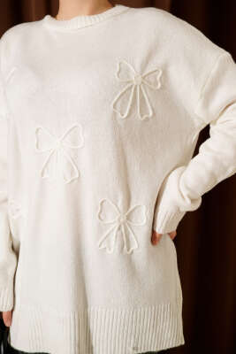 Fiyonklu Yumoş Triko Tunik Ekru - Tunik