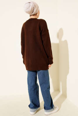 Fiyonklu Yumoş Triko Tunik Kahve - Tunik