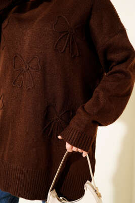 Fiyonklu Yumoş Triko Tunik Kahve - Tunik