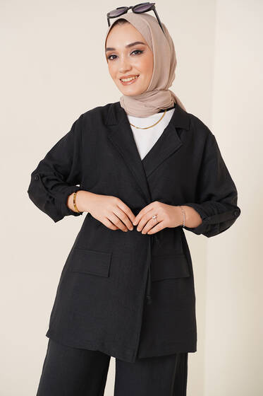 Flamlı Ceket Pantolon İkili Takım Siyah - 2