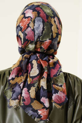 Flamlı Ebruli Desenli Eşarp Parlement - Başörtüsü