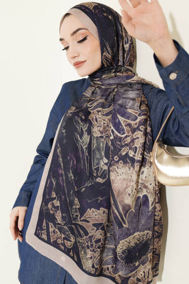 Fleur Desen Liva Modal Şal Bej - Yılın Fırsatı