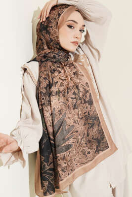 Fleur Desen Liva Modal Şal Camel - MODA KAŞMİR