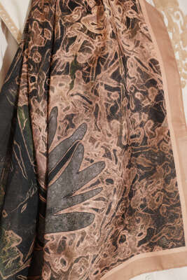 Fleur Desen Liva Modal Şal Camel - Başörtüsü