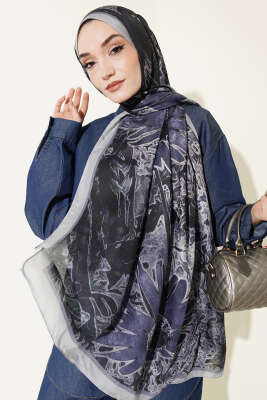 Fleur Desen Liva Modal Şal Gri - MODA KAŞMİR